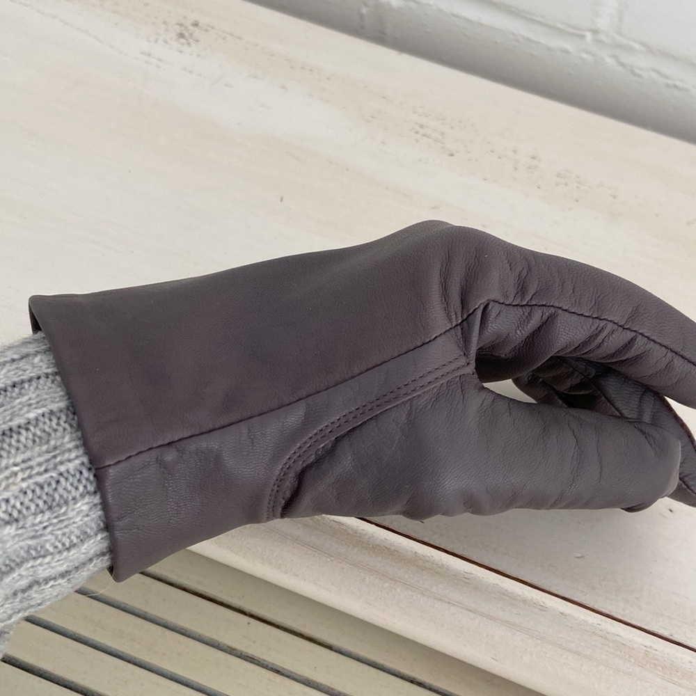 New With Tags Womens Banana Republic Grey Leather Driving Gloves For Winter - Picture 9 of 10